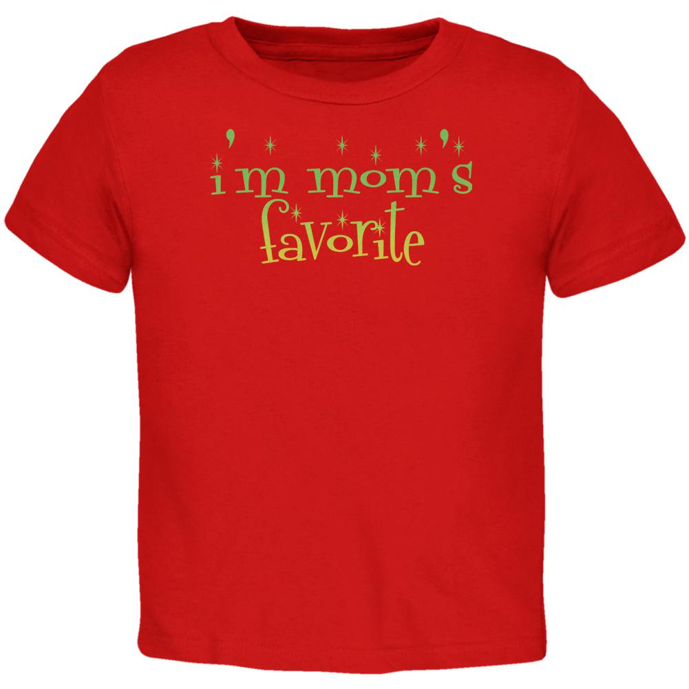 Christmas I'm Mom's Favorite Red Toddler T-Shirt Toddler T-Shirts Old Glory 2T Red 