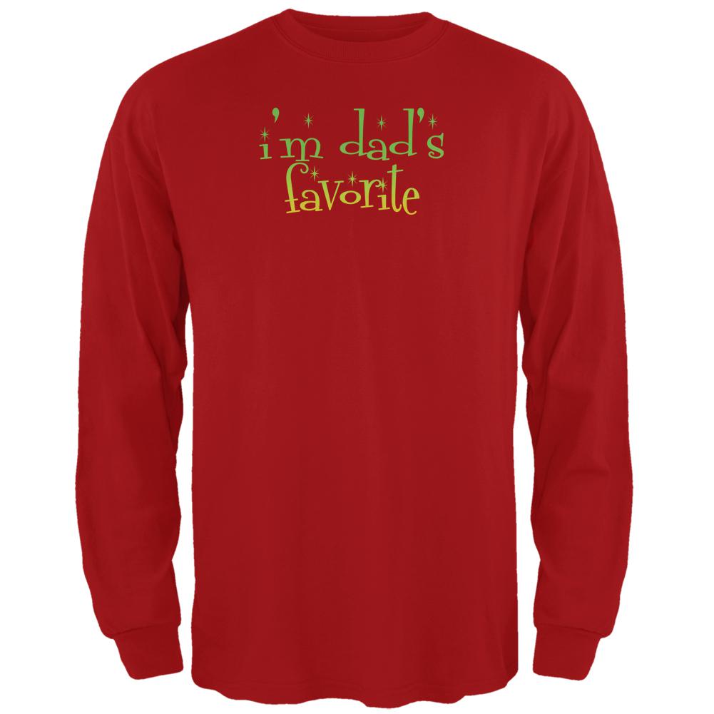 Christmas I'm Dad's Favorite Red Adult Long Sleeve T-Shirt Men's Long Sleeves Old Glory 2XL Red 