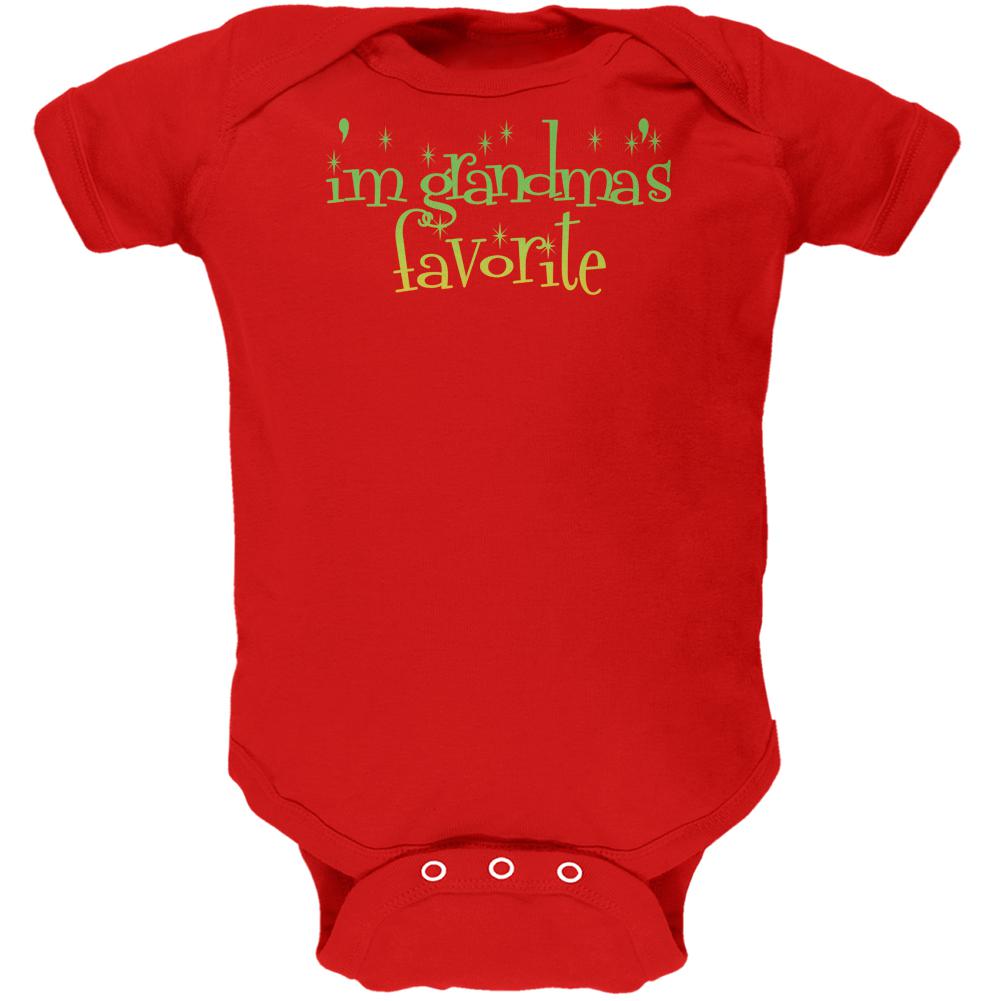 Christmas I'm Grandma's Favorite Red Soft Baby One Piece Baby One Piece Old Glory 0-3M Red 