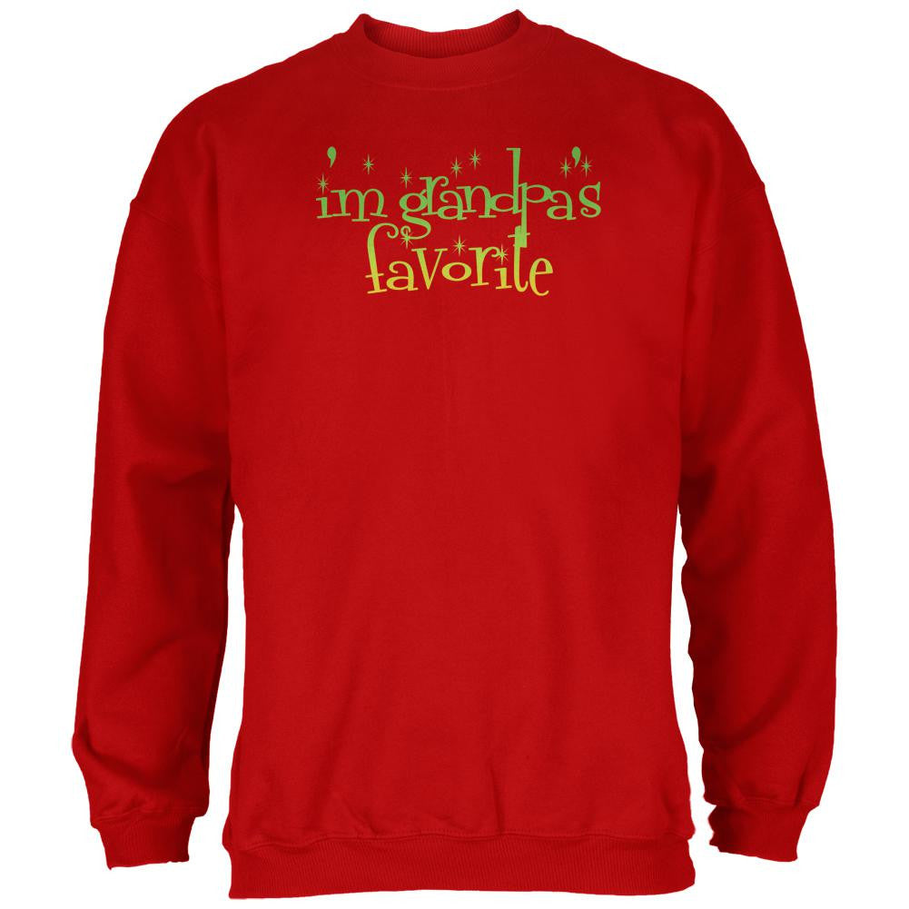 Christmas I'm Grandpa's Favorite Red Adult Sweatshirt Men's Sweatshirts Old Glory 2XL Red 