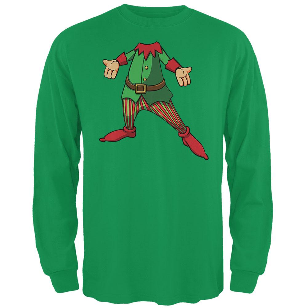 Christmas Happy Elf Irish Green Adult Long Sleeve T-Shirt Men's Long Sleeves Old Glory 2XL Green 