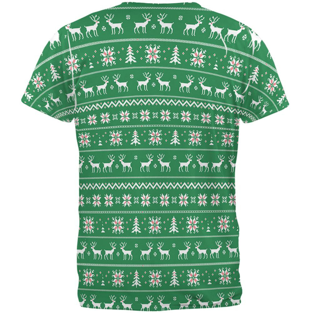 Christmas Check Out My Snowballs Ugly Sweater All Over Adult T-Shirt Men's T-Shirts Old Glory   