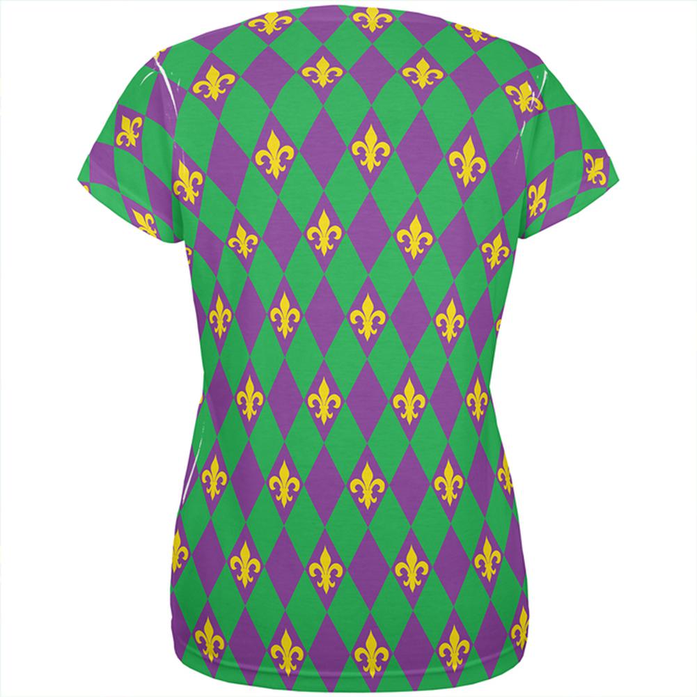 Mardi Gras Fleur De Lis All Over Womens T-Shirt Women's T-Shirts Old Glory   