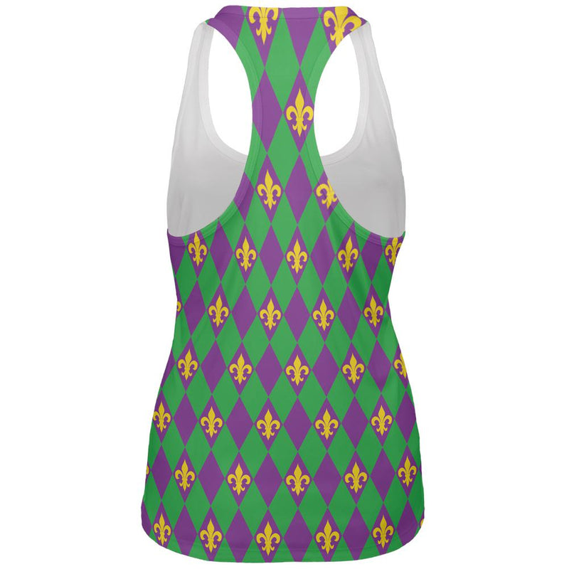 Mardi Gras Fleur De Lis All Over Womens Racerback Tank Top Women's Tank Tops Old Glory   