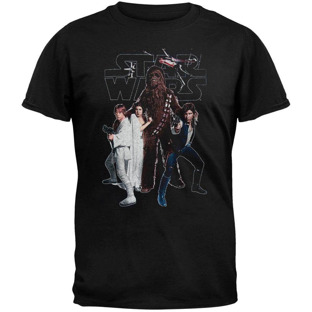 Star Wars - Chew and the Gang Adult T-Shirt Men's T-Shirts Old Glory SM Black 