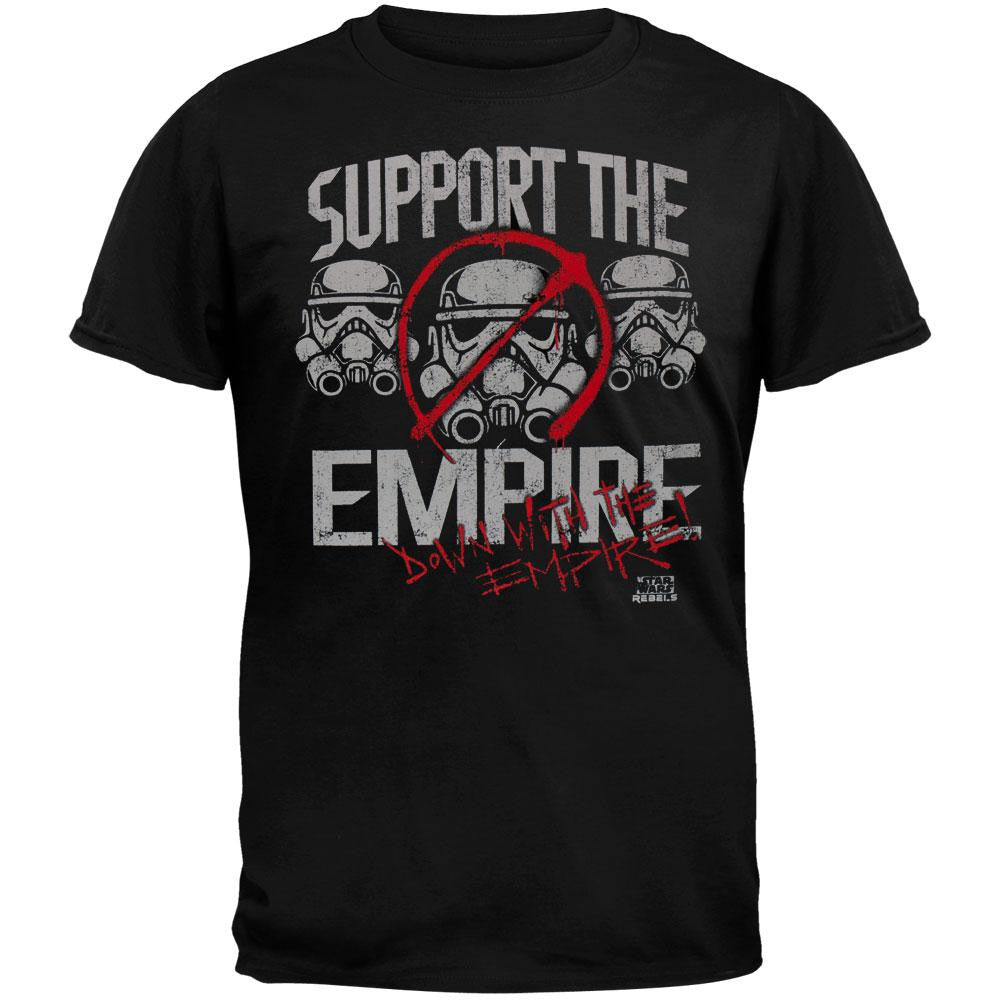 Star War Rebels - Support the Troops Adult T-Shirt Men's T-Shirts Old Glory SM Black 