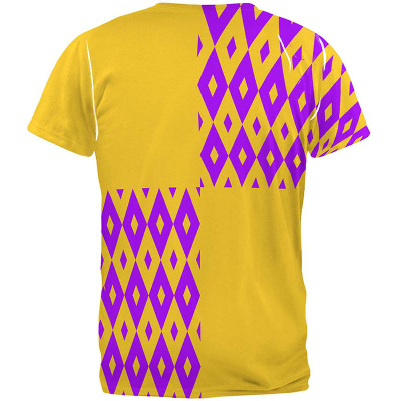 Mardi Gras Party Purple and Gold All Over Adult T-Shirt Men's T-Shirts Old Glory   