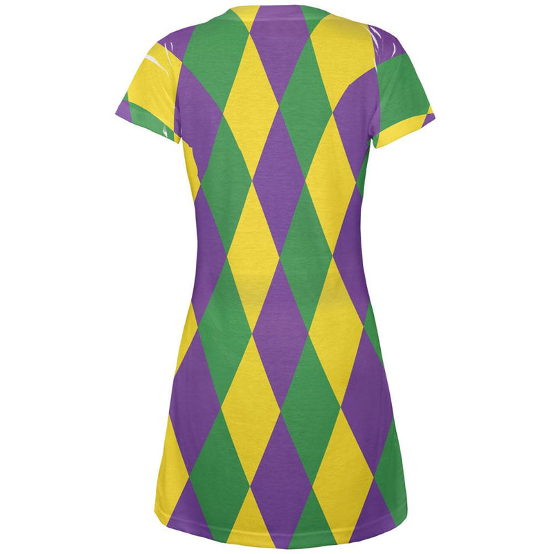 Mardi Gras Jester Costume Juniors V-Neck Beach Cover-Up Dress Juniors Dresses Old Glory   