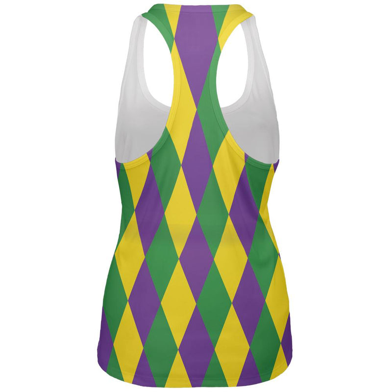 Mardi Gras Jester Costume All Over Womens Racerback Tank Top Women's Tank Tops Old Glory   