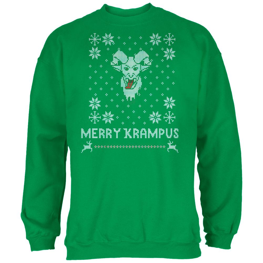 Christmas Merry Krampus Ugly Xmas Sweater Irish Green Adult Sweatshirt Men's Sweatshirts Old Glory 2XL Green 