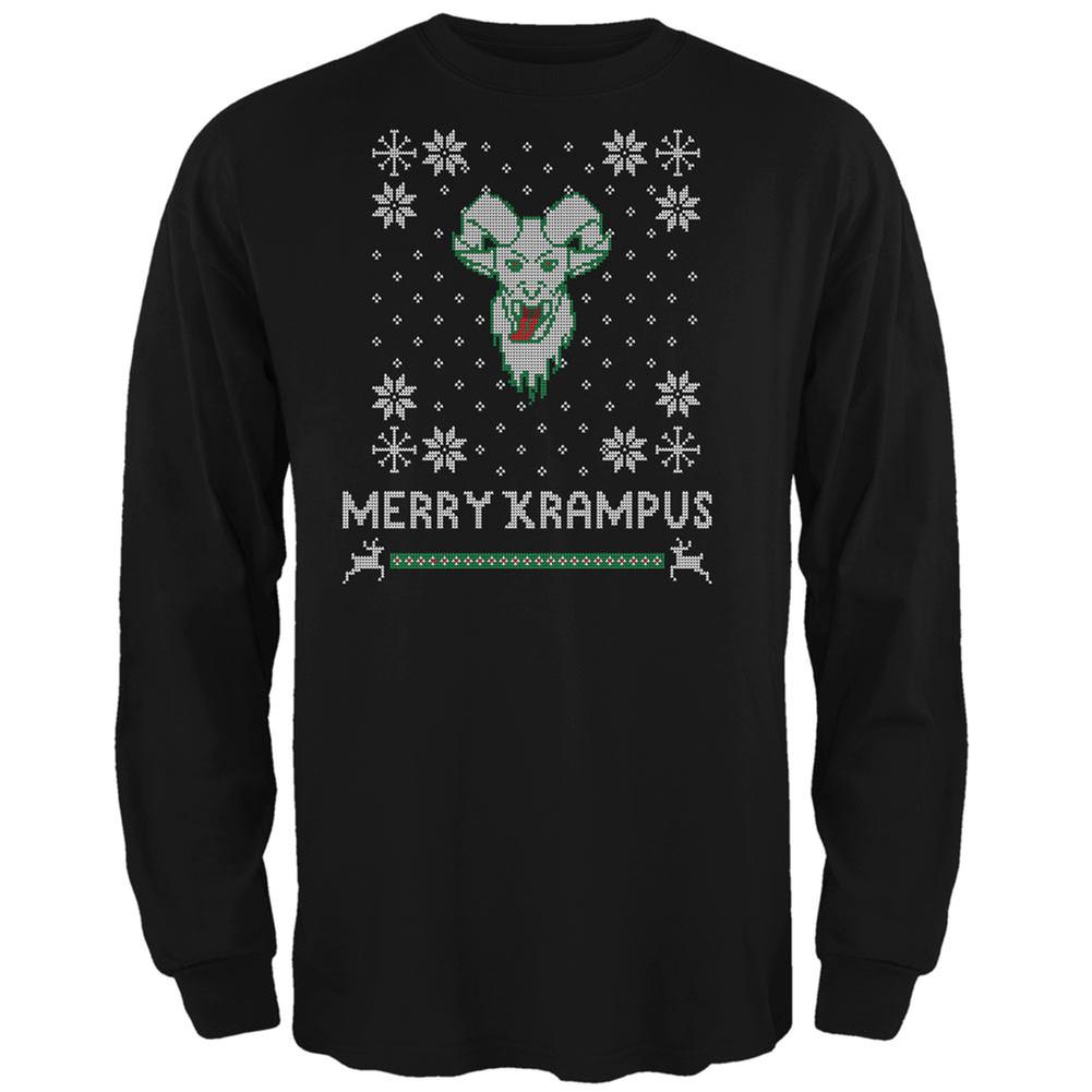 Christmas Merry Krampus Ugly Xmas Sweater Black Adult Long Sleeve T-Shirt Men's Long Sleeves Old Glory 2XL Black 