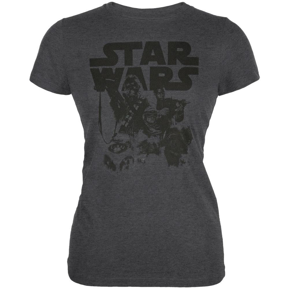 Star Wars - Drawn Juniors T-Shirt Juniors T-Shirts Old Glory SM Grey