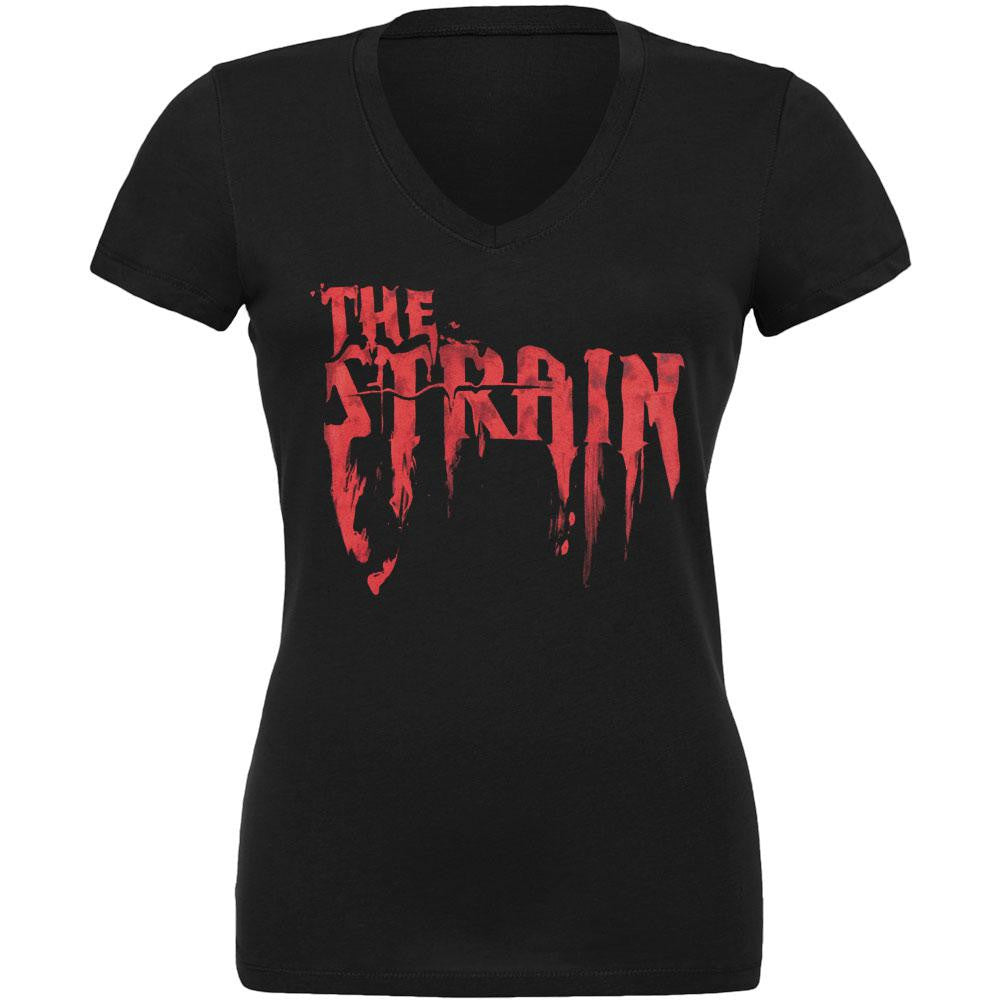 The Strain - Bloody Strain Juniors V-Neck T-Shirt Juniors T-Shirts Old Glory SM Black