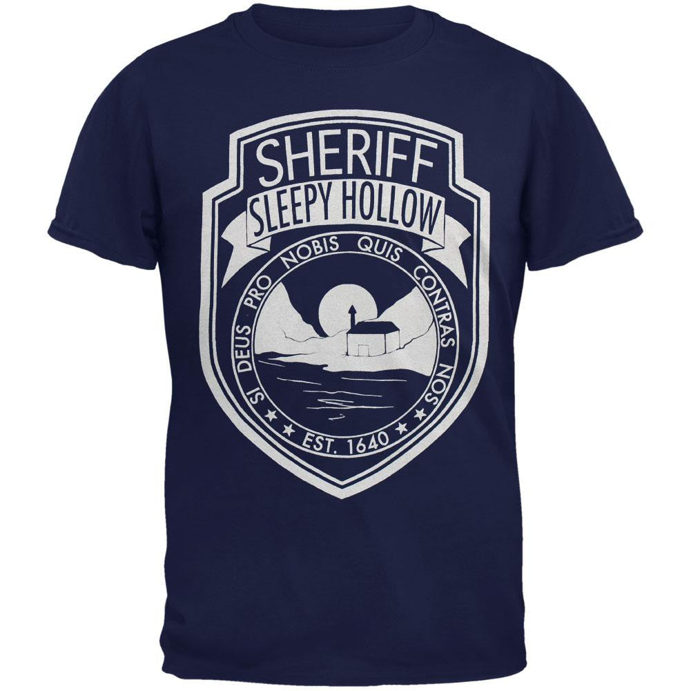 Sleepy Hollow - Sleuthin Badge Adult T-Shirt Men's T-Shirts Old Glory SM Dark Blue 