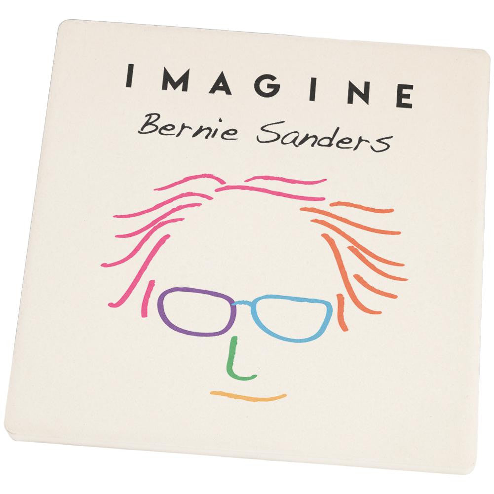 Election 2016 Bernie Sanders Imagine Square Sandstone Coaster Coasters Old Glory OS Beige 