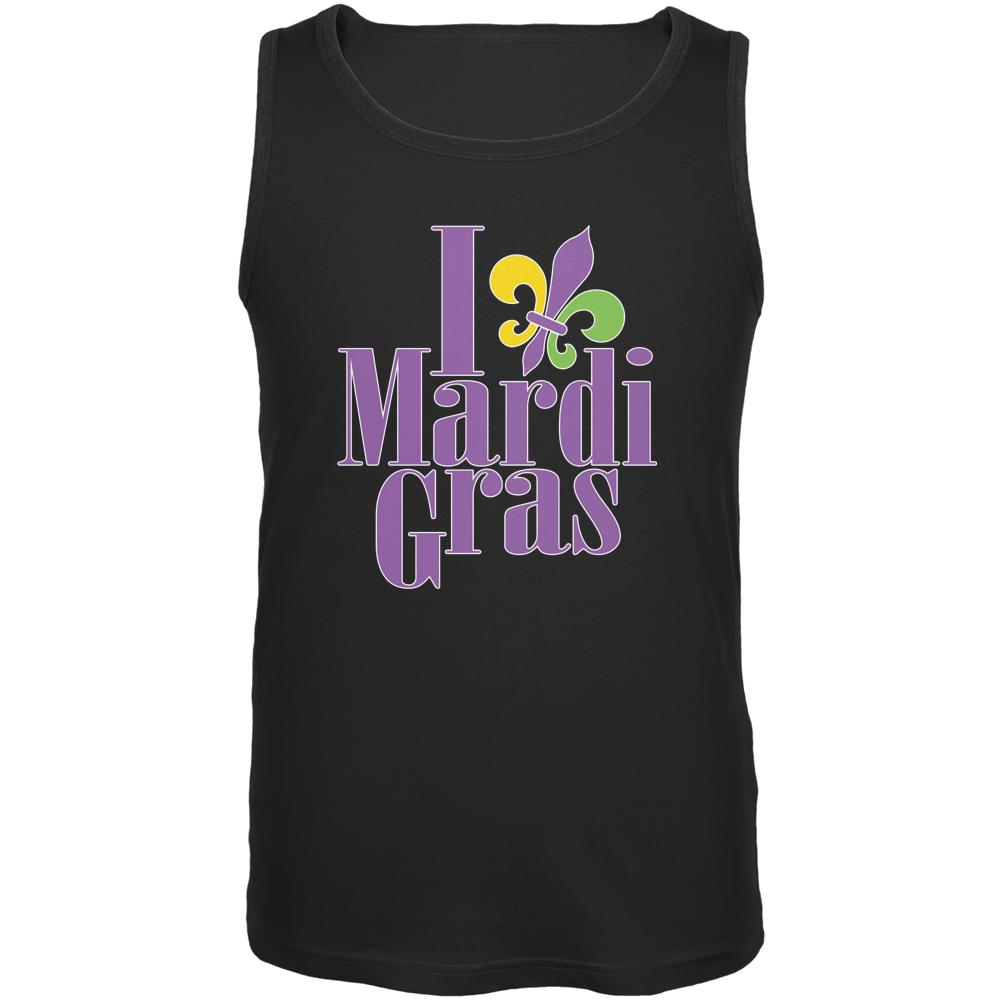 I Love Mardi Gras Fleur De Lis Black Adult Tank Top Men's Tank Tops Old Glory 2XL Black 