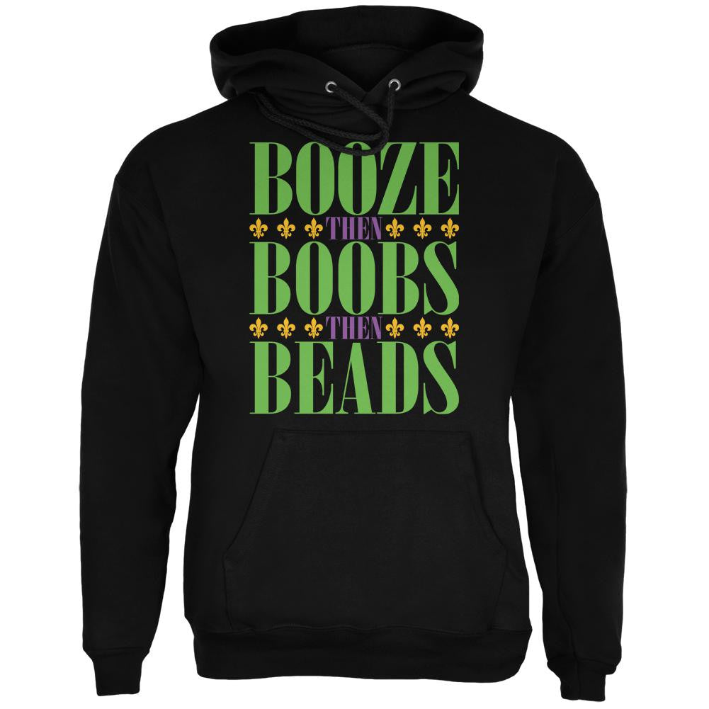 Mardi Gras Booze Boobs Beads Black Adult Hoodie Men's Hoodies Old Glory 2XL Black 