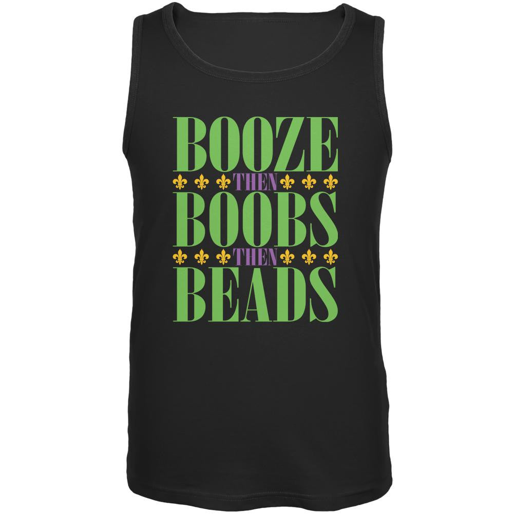 Mardi Gras Booze Boobs Beads Black Adult Tank Top Men's Tank Tops Old Glory 2XL Black 