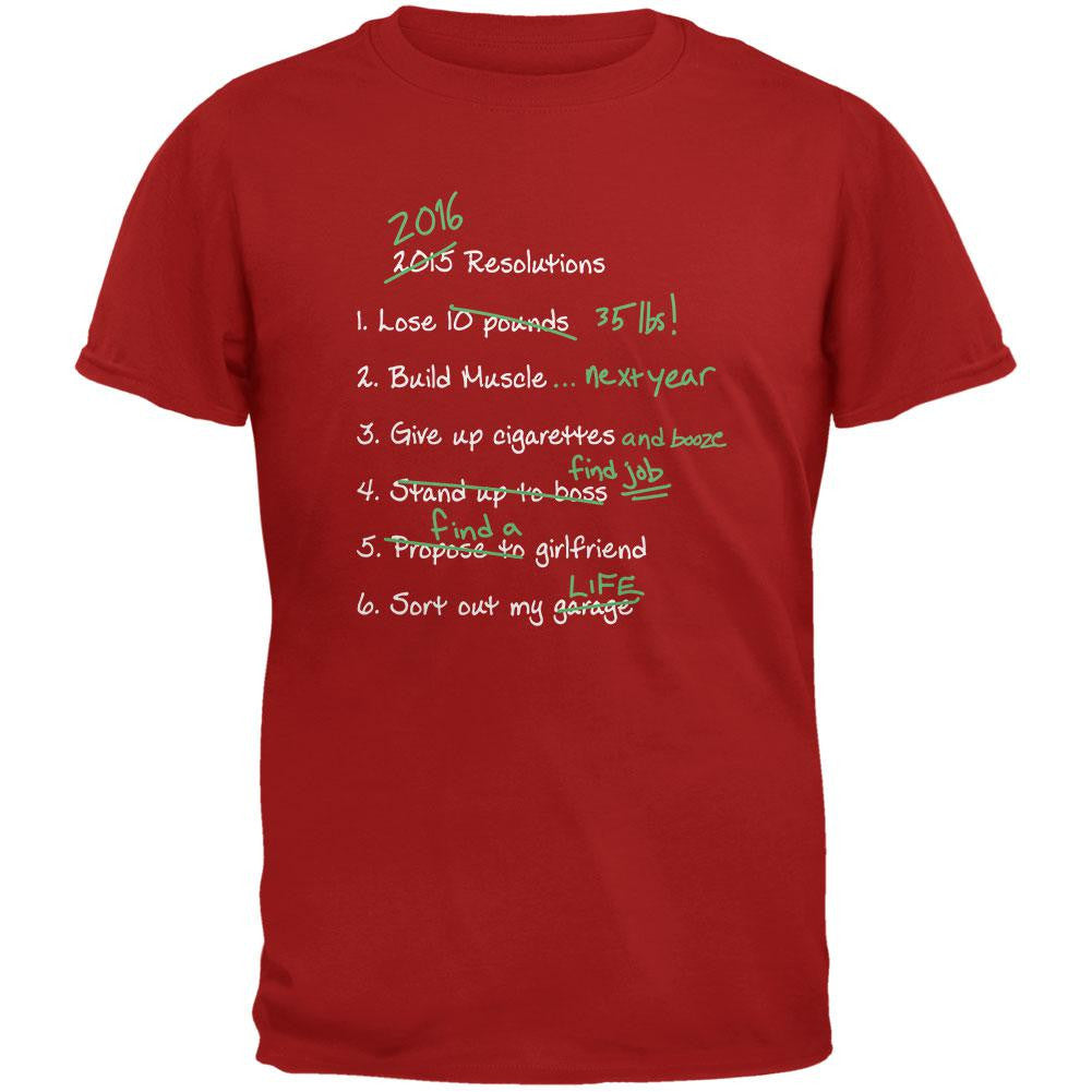 Funny New Years Resolution List Cardinal Red Adult T-Shirt Men's T-Shirts Old Glory 2XL Red 