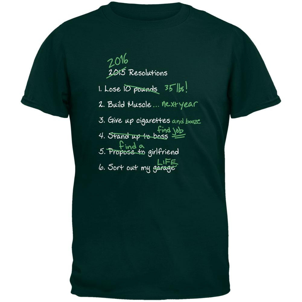 Funny New Years Resolution List Forest Adult T-Shirt Men's T-Shirts Old Glory 2XL Green 