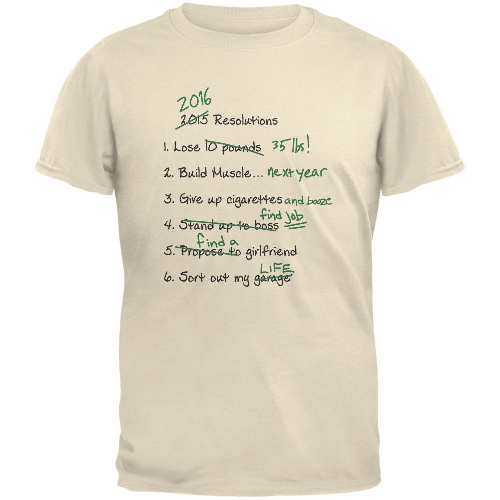 Funny New Years Resolution List Natural Adult T-Shirt Men's T-Shirts Old Glory 2XL Off-White 