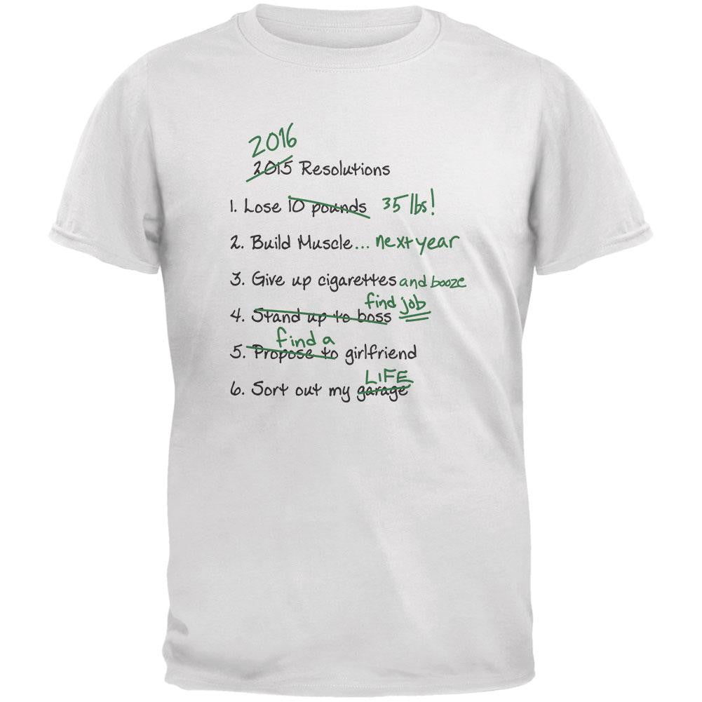 Funny New Years Resolution List White Adult T-Shirt Men's T-Shirts Old Glory 2XL White 