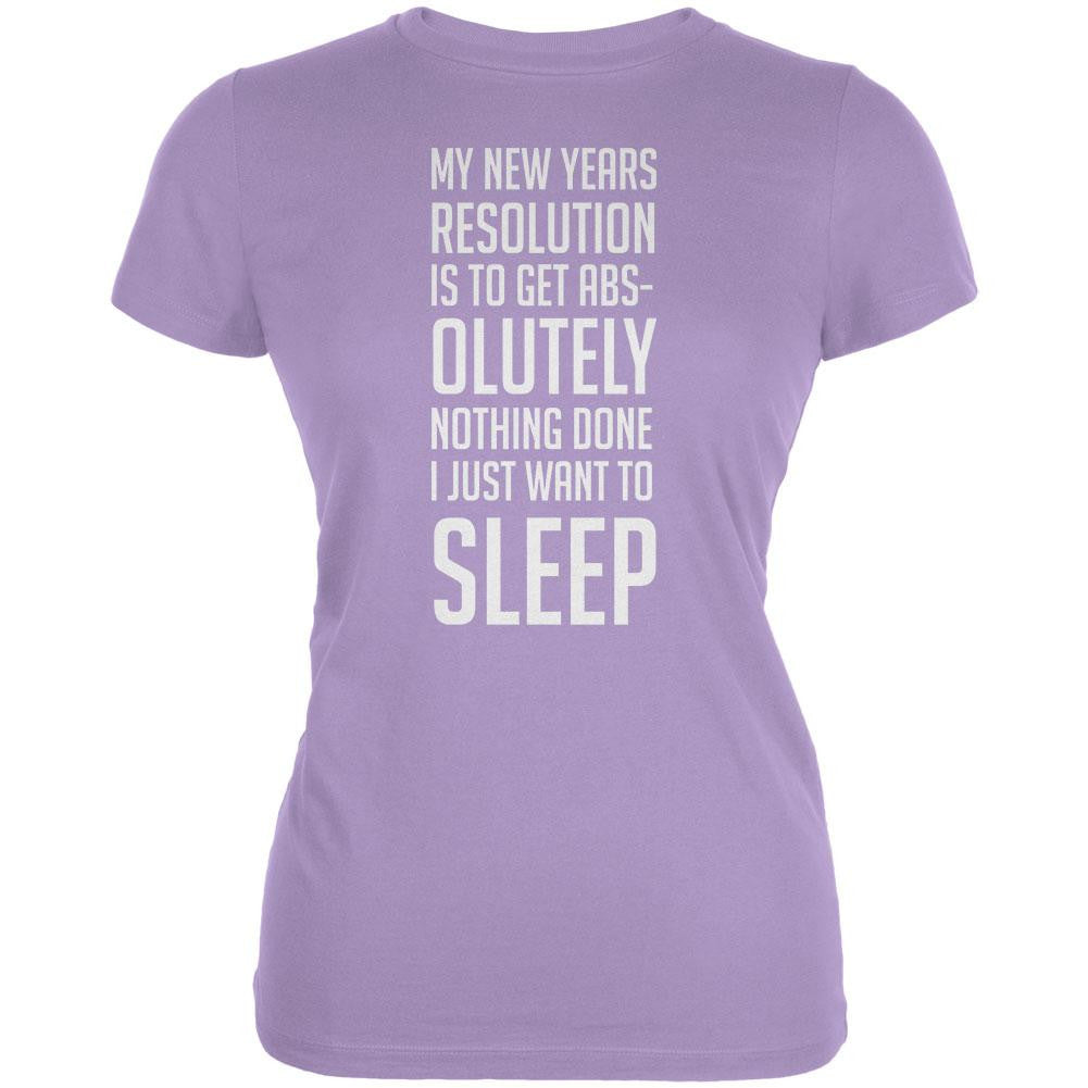 New Years Just Want Sleep Resolution Lavender Juniors Soft T-Shirt Juniors T-Shirts Old Glory LG Purple 