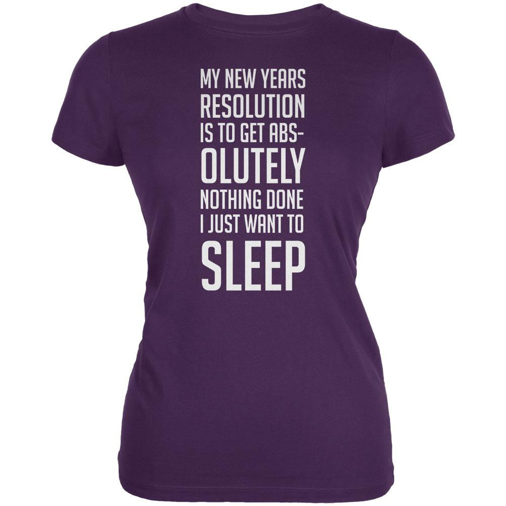 New Years Just Want Sleep Resolution Purple Juniors Soft T-Shirt Juniors T-Shirts Old Glory 2XL Purple 