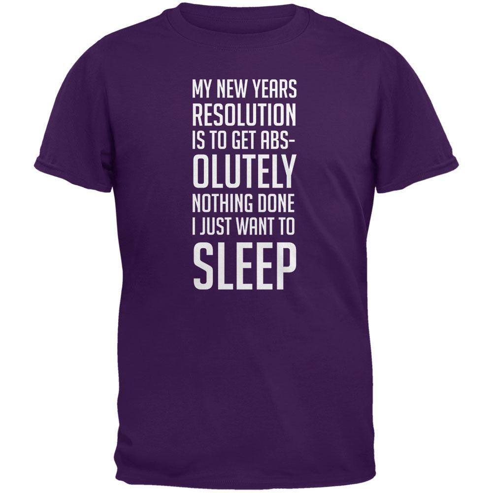 New Years Just Want Sleep Resolution Purple Adult T-Shirt Men's T-Shirts Old Glory 2XL Purple 