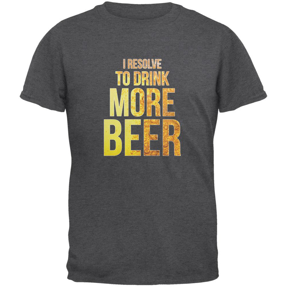 New Years Drink More Beer Resolution Dark Heather Adult T-Shirt Men's T-Shirts Old Glory SM Grey 