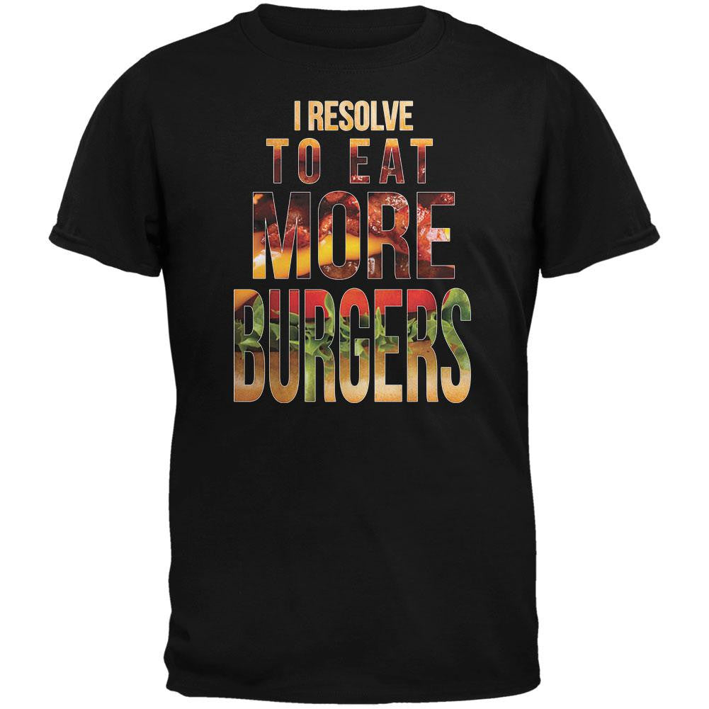 New Years Eat More Burgers Black Adult T-Shirt Men's T-Shirts Old Glory 2XL Black 