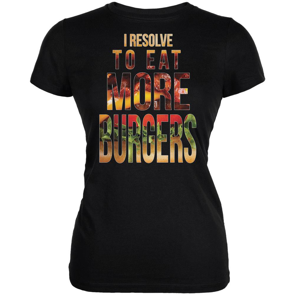 New Years Eat More Burgers Black Juniors Soft T-Shirt Juniors T-Shirts Old Glory 2XL Black 