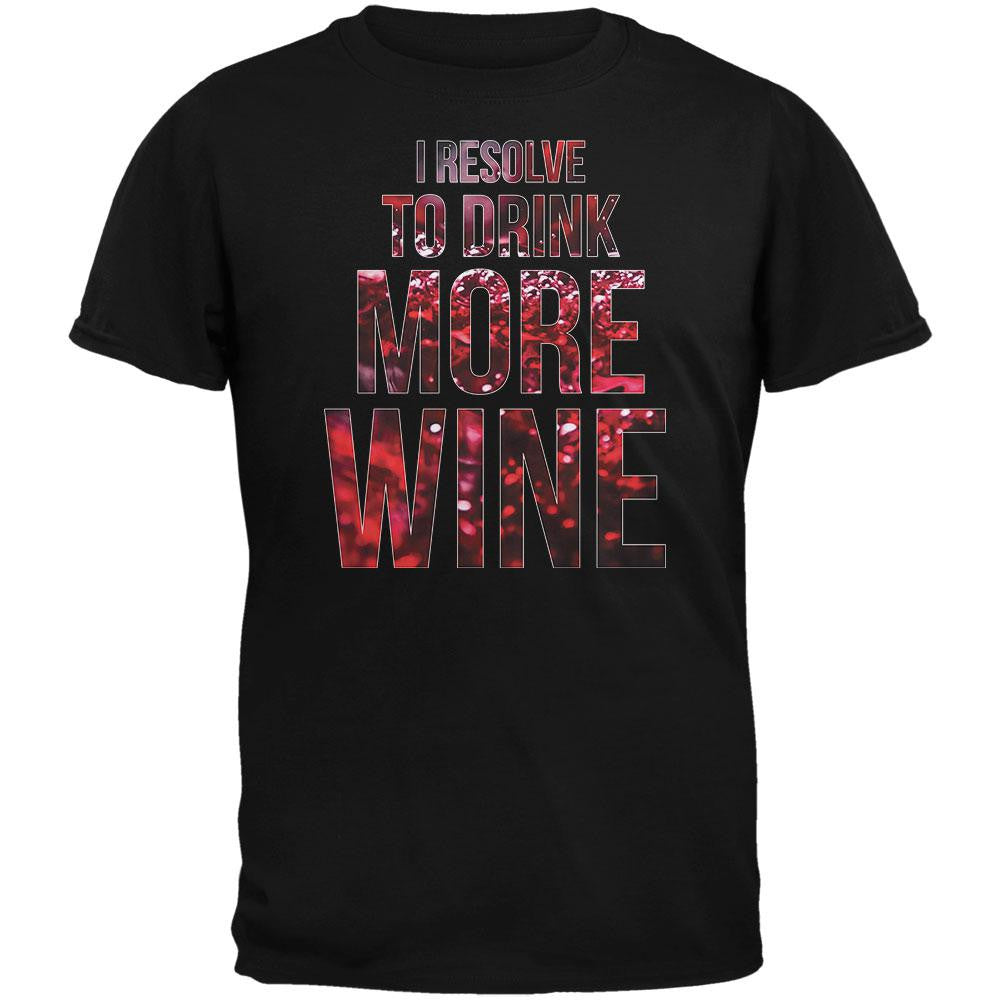 New Years Drink More Wine Black Adult T-Shirt Men's T-Shirts Old Glory SM Black 