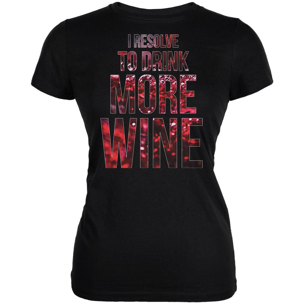New Years Drink More Wine Black Juniors Soft T-Shirt Juniors T-Shirts Old Glory SM Black 