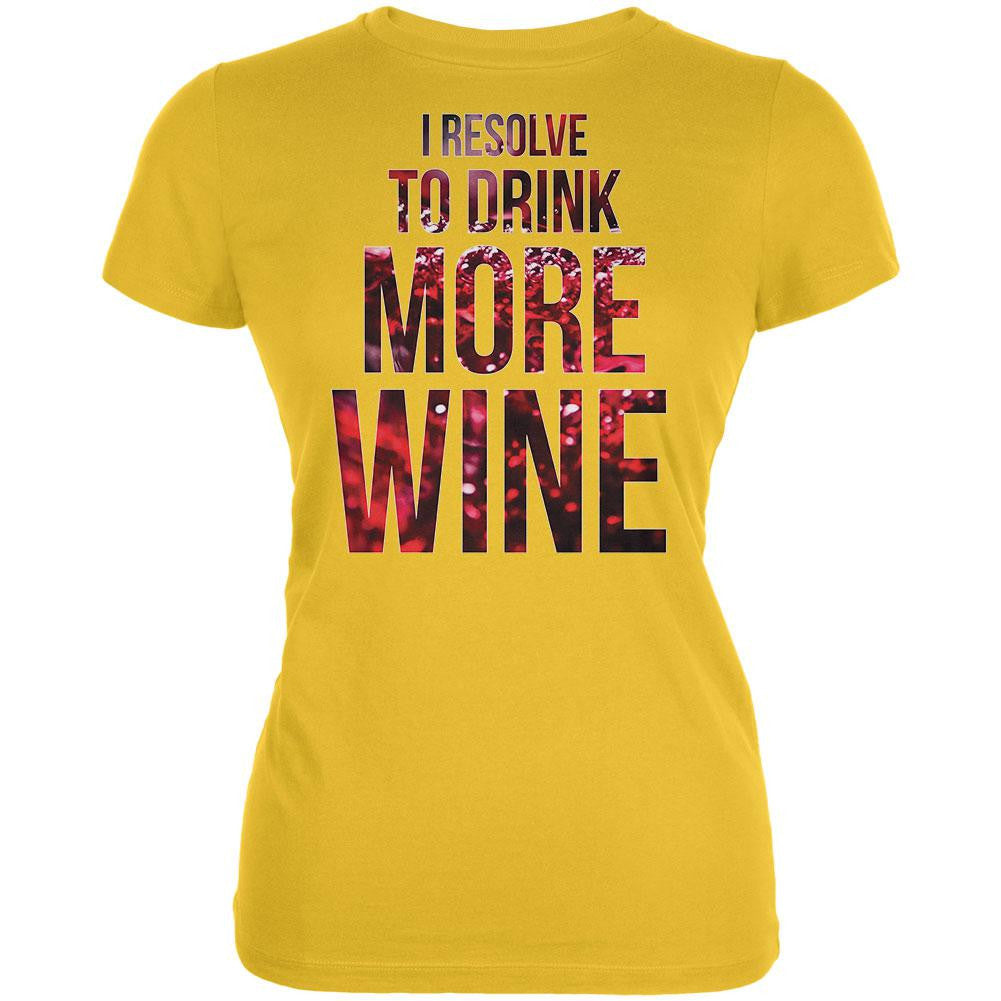 New Years Drink More Wine Bright Yellow Juniors Soft T-Shirt Juniors T-Shirts Old Glory SM Yellow 