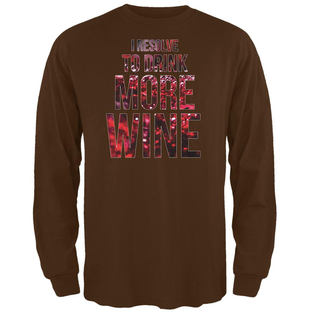 New Years Drink More Wine Brown Adult Long Sleeve T-Shirt Men's Long Sleeves Old Glory SM Brown 