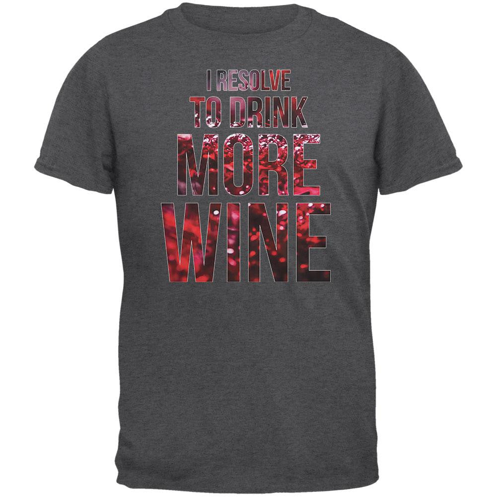 New Years Drink More Wine Dark Heather Adult T-Shirt Men's T-Shirts Old Glory SM Grey 