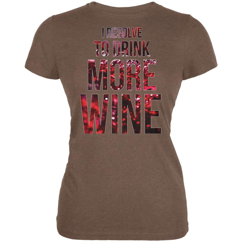 New Years Drink More Wine Heather Brown Juniors Soft T-Shirt Juniors T-Shirts Old Glory SM Brown