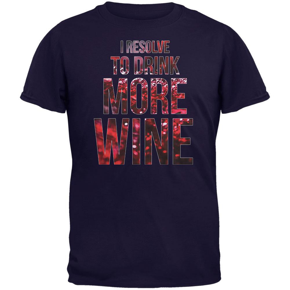 New Years Drink More Wine Navy Adult T-Shirt Men's T-Shirts Old Glory SM Blue 