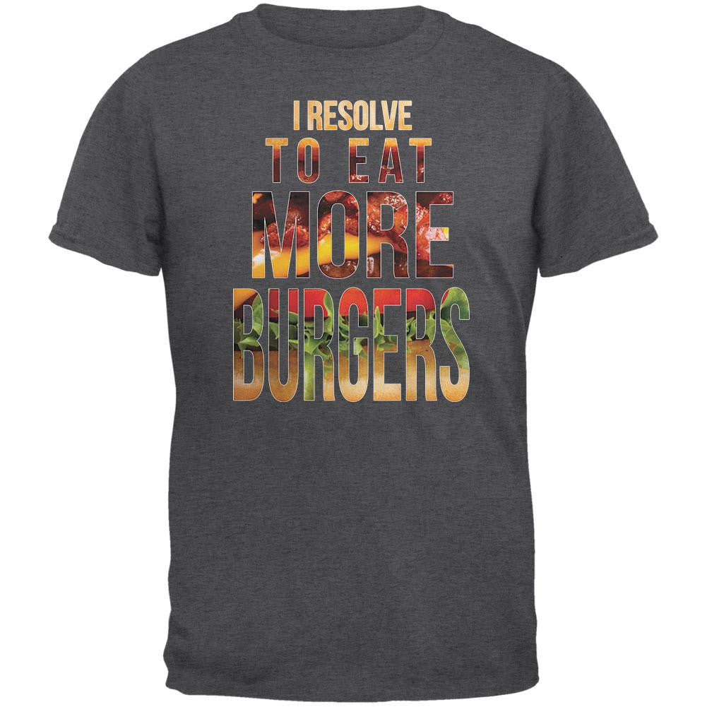 New Years Eat More Burgers Dark Heather Adult T-Shirt Men's T-Shirts Old Glory 2XL Grey 
