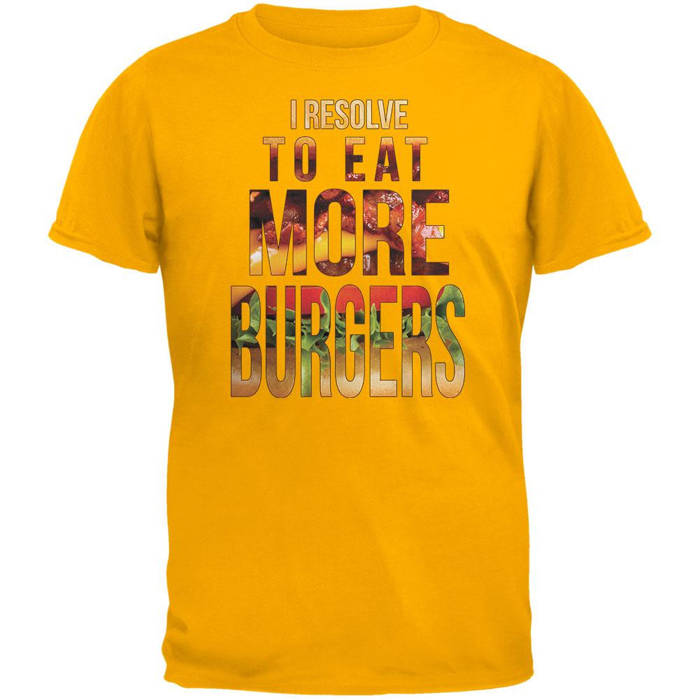 New Years Eat More Burgers Gold Adult T-Shirt Men's T-Shirts Old Glory 2XL Yellow 