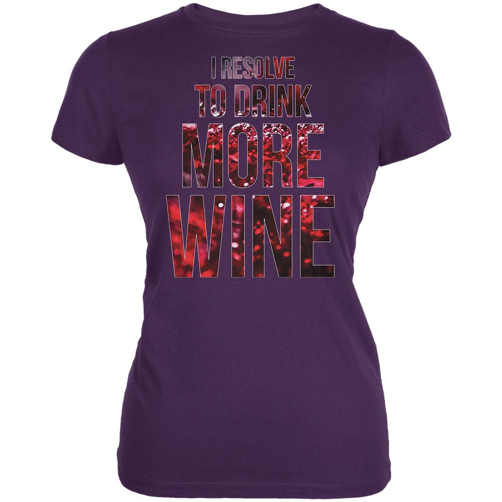 New Years Drink More Wine Purple Juniors Soft T-Shirt Juniors T-Shirts Old Glory SM Purple 