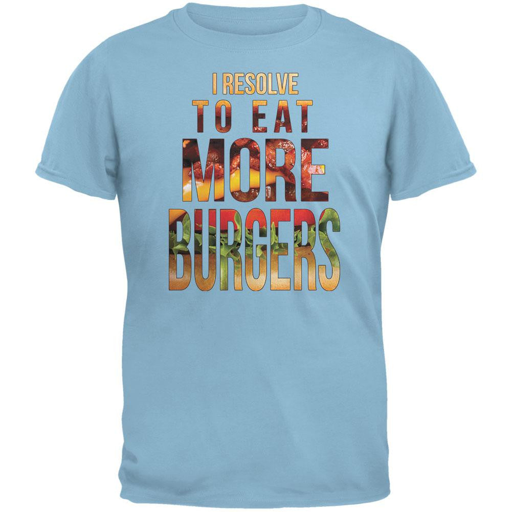 New Years Eat More Burgers Light Blue Adult T-Shirt Men's T-Shirts Old Glory 2XL Blue 