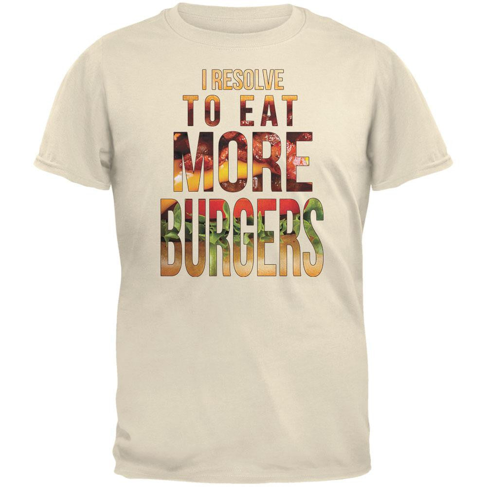 New Years Eat More Burgers Natural Adult T-Shirt Men's T-Shirts Old Glory 2XL Beige 