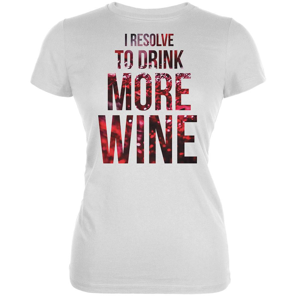 New Years Drink More Wine White Juniors Soft T-Shirt Juniors T-Shirts Old Glory SM White 