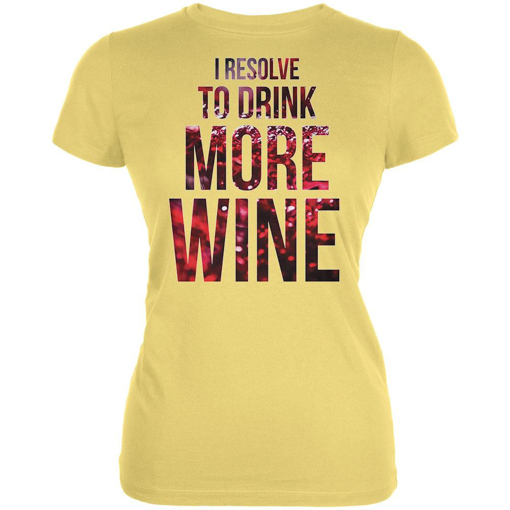 New Years Drink More Wine Yellow Juniors Soft T-Shirt Juniors T-Shirts Old Glory SM Yellow 