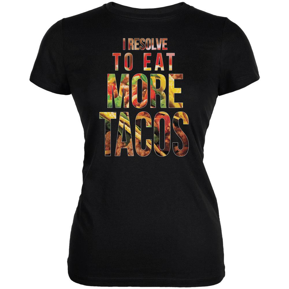 New Years Eat More Tacos Black Juniors Soft T-Shirt Juniors T-Shirts Old Glory 2XL Black 