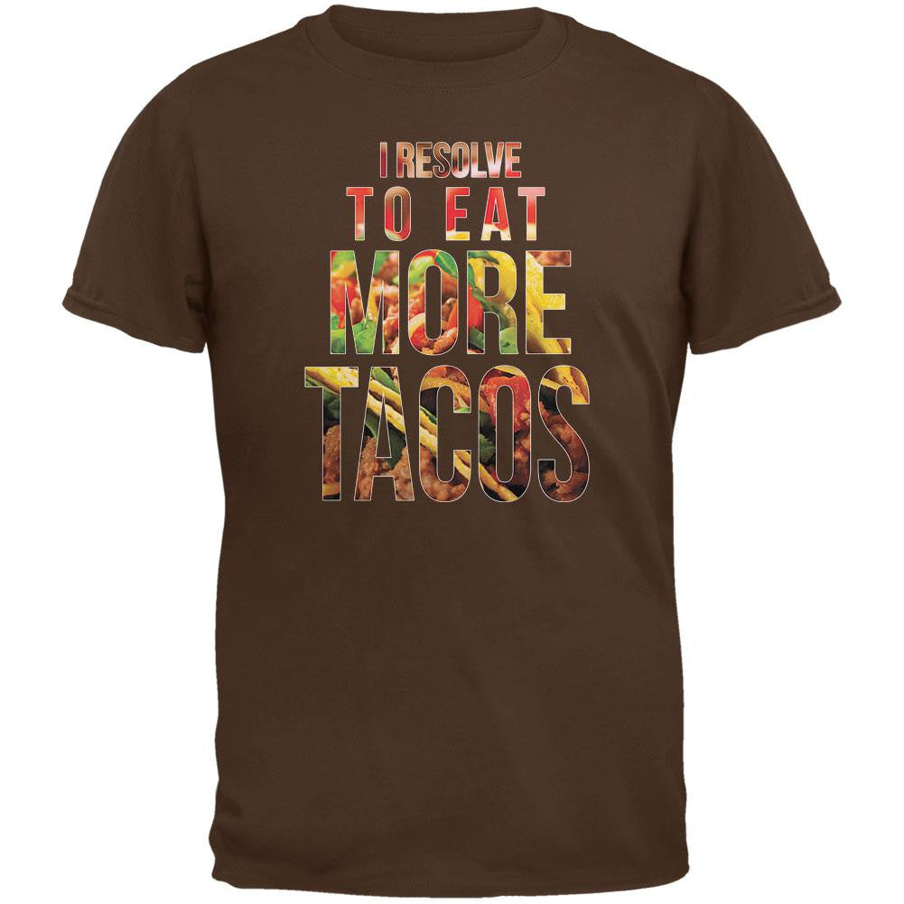 New Years Eat More Tacos Brown Adult T-Shirt Men's T-Shirts Old Glory 2XL Brown 