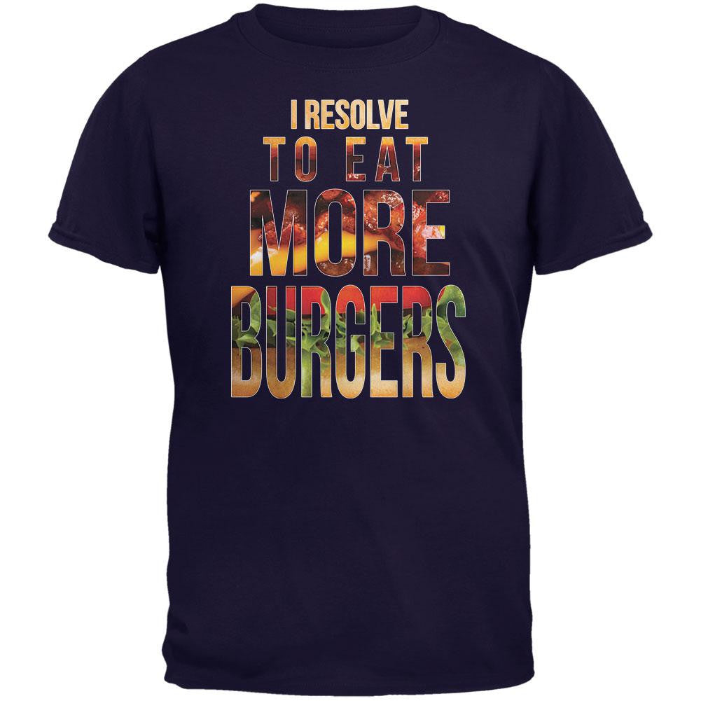 New Years Eat More Burgers Navy Adult T-Shirt Men's T-Shirts Old Glory 2XL Blue 