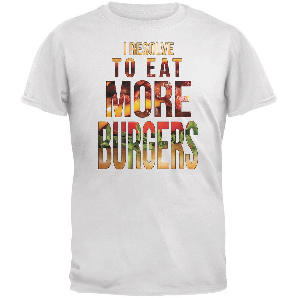 New Years Eat More Burgers White Adult T-Shirt Men's T-Shirts Old Glory 2XL White 